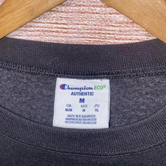 Champion Authentic Eco Marin Trail Black Crewneck Size M - Picture 3 of 6